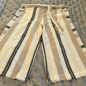 Anthropologie striped linen wide leg pants